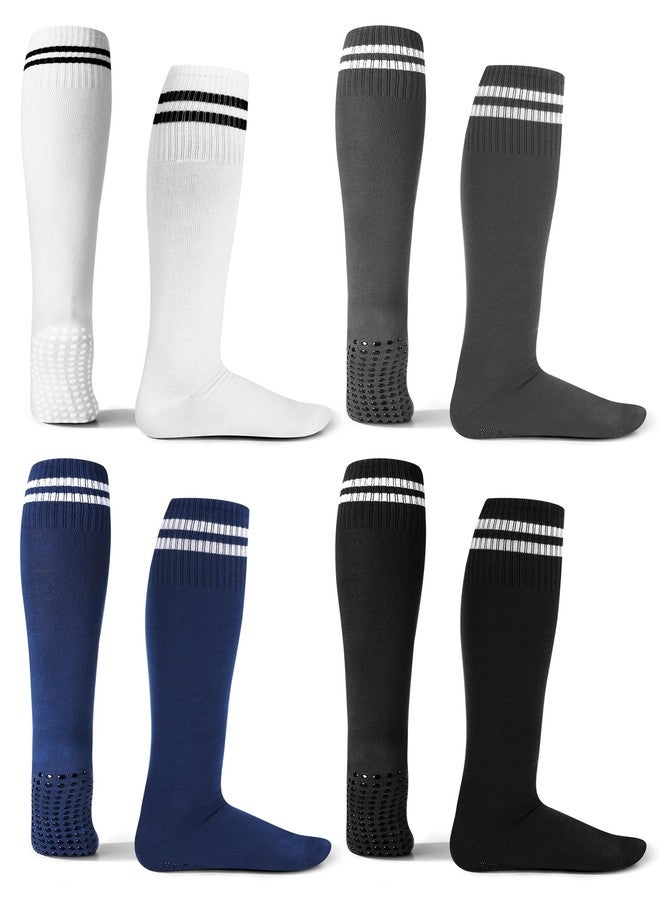 Cuffbow 4 Pairs Knee High Socks with Grips for Men Women Non Slip Soccer Football Long Grip Socks for Youth Adult Softball Baseball Training Workout Yoga Pilates - Image 1