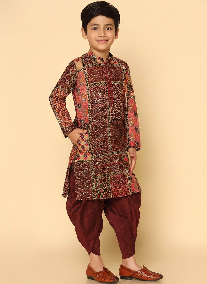 KISAH Boys Abstract Printed Regular Fit Kurta - Image 3