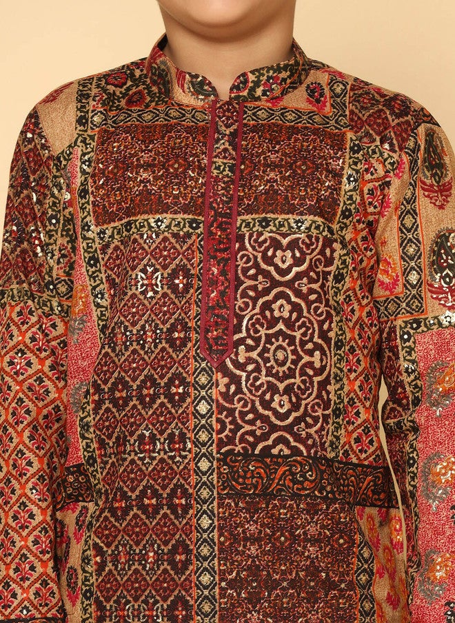 KISAH Boys Abstract Printed Regular Fit Kurta - Image 2