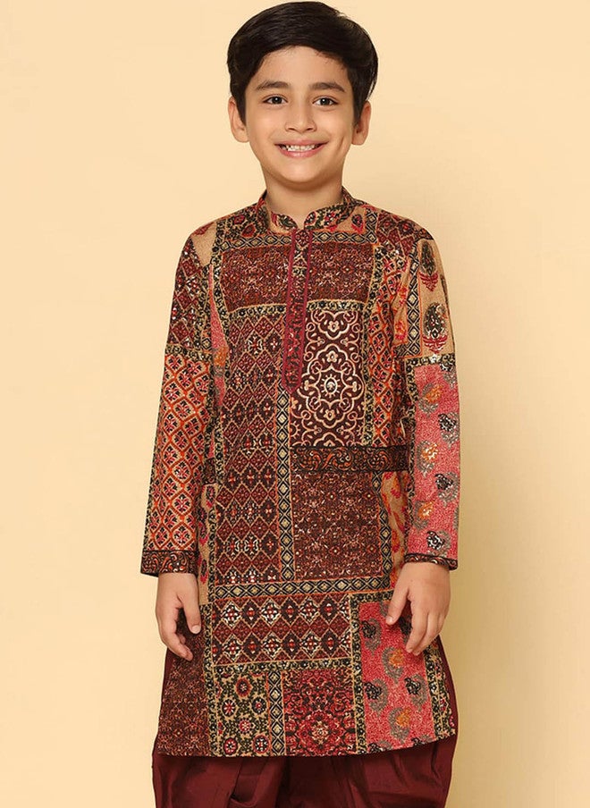 KISAH Boys Abstract Printed Regular Fit Kurta - Image 1