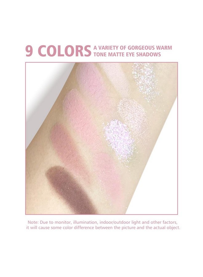 KYDA 9 Colors Warm Tone Eyeshadow Palette, Matte Light Purple Pink High Pigment Blendable Shades, Sparkling Powder Eyeshadow, Glitter Shimmer Eye Shadow, Daily Bright Eyes Makeup Palette - Image 3