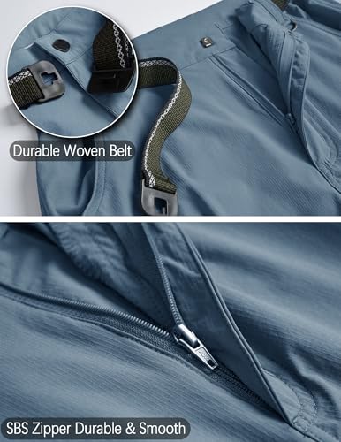 AREOUTS Men's Cargo Work Hiking Pants Lightweight Water Resistant Quick Dry Fishing Travel Camping Outdoor Breathable Multi Pockets Stone Blue XL - Image 3