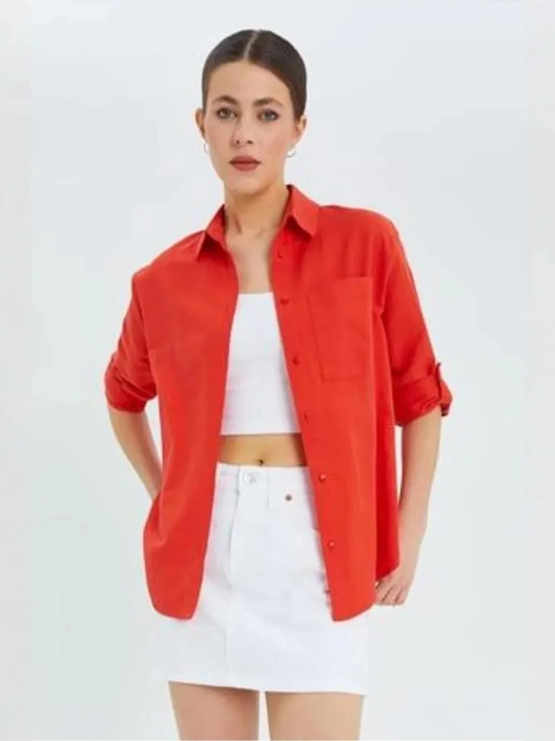 MixRay Mixray Long Sleeve Button-Up Shirt with Pocket