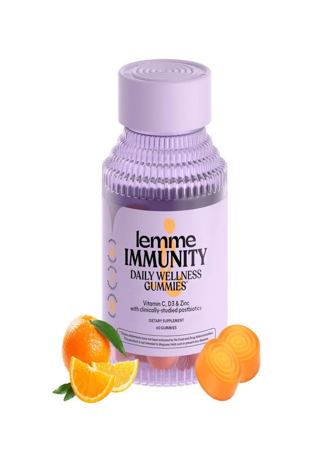 Lemme Immunity Postbiotic Gummies with Vitamin C, Vitamin D (2000 IU), Zinc, 10 Billion Postbiotic Cells, Astragalus for Immune Support - Vegetarian, Gluten Free, Sweet Orange (60 Count) - Image 1