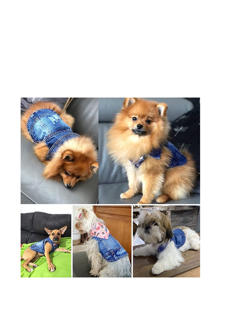 SYOSI - Dog Jean Jacket, Pet Clothes Blue Denim Shirt Classic Lapel Vest Coat Costume Puppy T-Shirt, Comfort Tank Top Shirts Cool Apparel Small Medium Dogs Boy Girl, Cute Cat Outfits Washable - Image 1