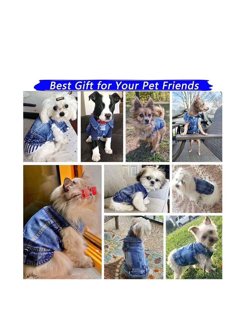 SYOSI - Dog Jean Jacket, Pet Clothes Blue Denim Shirt Classic Lapel Vest Coat Costume Puppy T-Shirt, Comfort Tank Top Shirts Cool Apparel Small Medium Dogs Boy Girl, Cute Cat Outfits Washable - Image 1