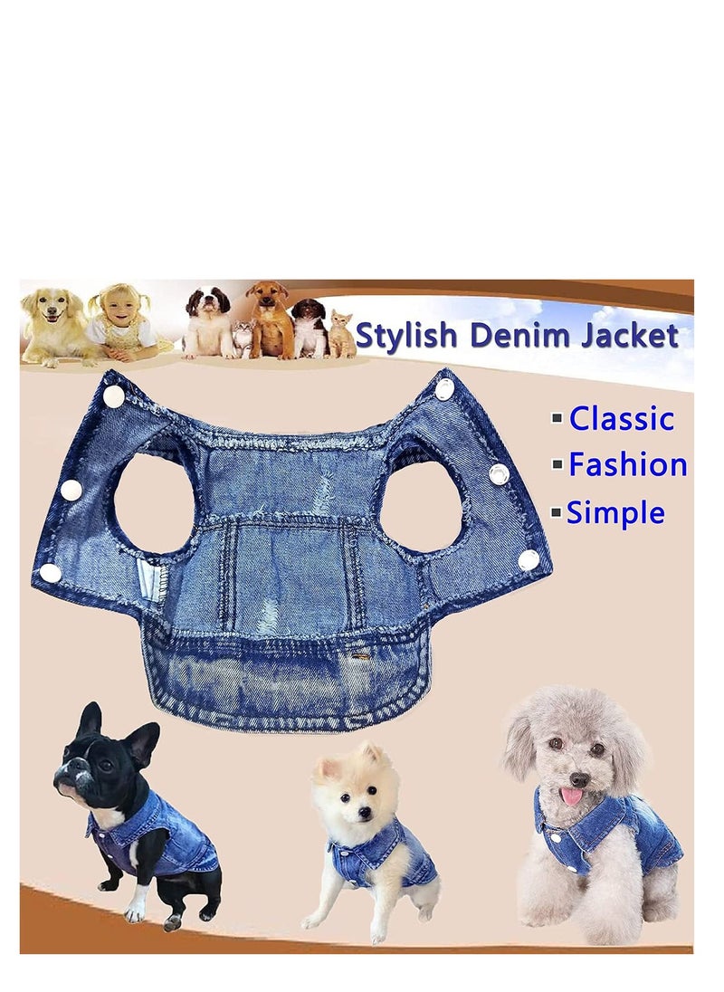 SYOSI - Dog Jean Jacket, Pet Clothes Blue Denim Shirt Classic Lapel Vest Coat Costume Puppy T-Shirt, Comfort Tank Top Shirts Cool Apparel Small Medium Dogs Boy Girl, Cute Cat Outfits Washable - Image 1