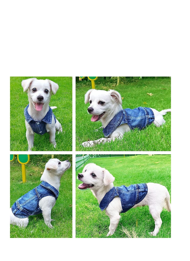 SYOSI - Dog Jean Jacket, Pet Clothes Blue Denim Shirt Classic Lapel Vest Coat Costume Puppy T-Shirt, Comfort Tank Top Shirts Cool Apparel Small Medium Dogs Boy Girl, Cute Cat Outfits Washable - Image 1