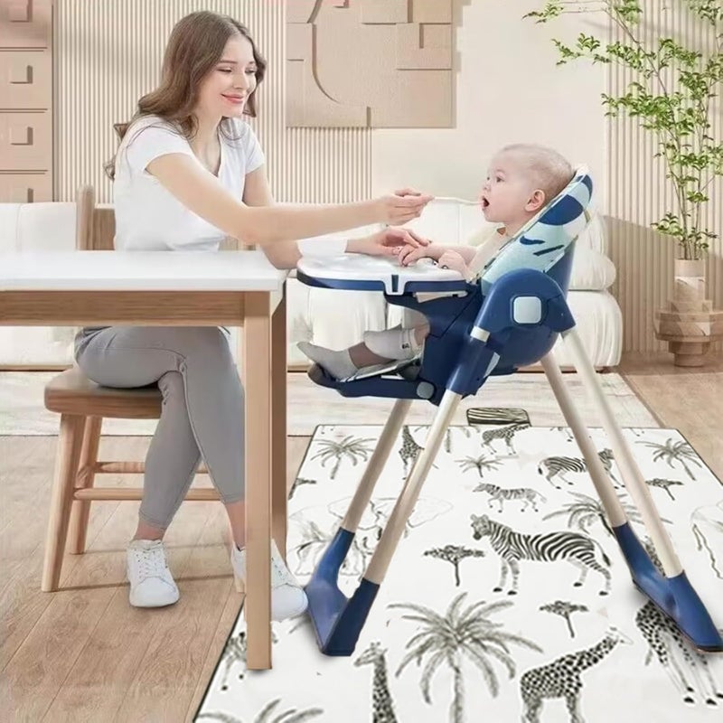 Insular Baby Splat Mat for Under High ChairArtsCrafts Anti Slip and Waterproof Splash Mat for Floor Portable Picnic Mat 51x51 Inch Safari - Image 2