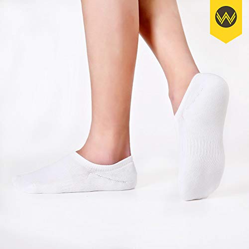 WANDER No Show Socks Mens 7 Pairs Cotton Thick Cushion Non Slip Low Cut Men Invisible Sock(Sock Size:9-11,add cushion（white*7）) - Image 3