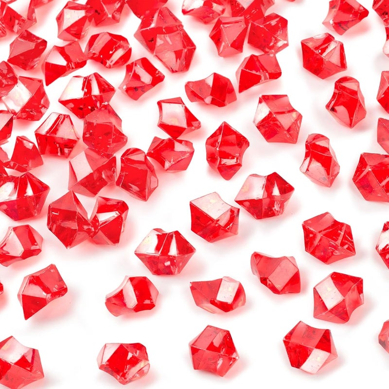 DomeStar Red Fake Ice Rocks, 150PCS Acrylic Gems Crystals Plastic Diamonds Centerpiece for Vase Fillers Wedding Party Table Scatter Decorations - Image 1