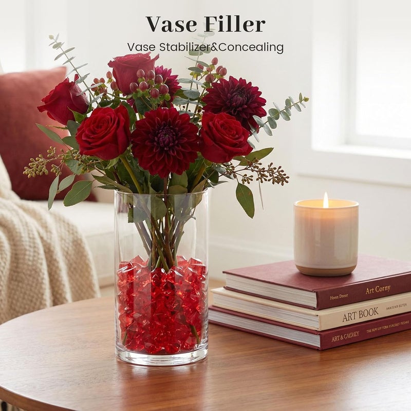 DomeStar Red Fake Ice Rocks, 150PCS Acrylic Gems Crystals Plastic Diamonds Centerpiece for Vase Fillers Wedding Party Table Scatter Decorations - Image 3