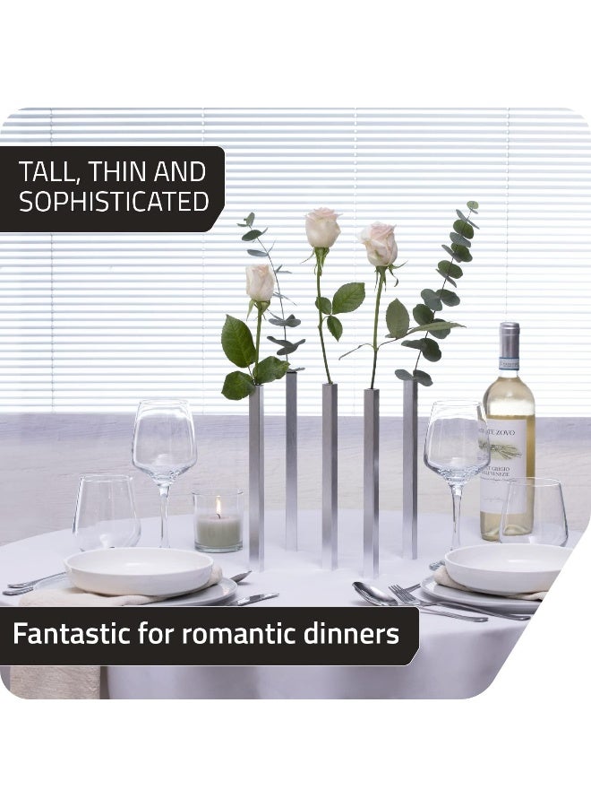 PELEG DESIGN Magnetic Flower Vase  Unique and Modern Set of 5 Silver Aluminum Vases for Home Garden Dcor  94 x 06 x 06 inches  Suitable for Both Real and Artificial Flowers - Image 5