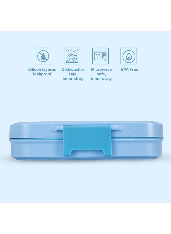 Eazy Kids Personalized Premium Stainless Steel Lunch Box 710ml – Leakproof 3-Compartment Lunch Box for Kids, Blue - Image 5