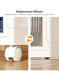 Apexll Plastic Storage Cabinet with Wheels, Folding Storage Bins with Doors, 4 Tier Stackable Organizer, Multi-Purpose Storage Box for Home, Office, Kids Room,  - Image 4