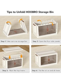 Apexll Plastic Storage Cabinet with Wheels, Folding Storage Bins with Doors, 4 Tier Stackable Organizer, Multi-Purpose Storage Box for Home, Office, Kids Room,  - Image 5