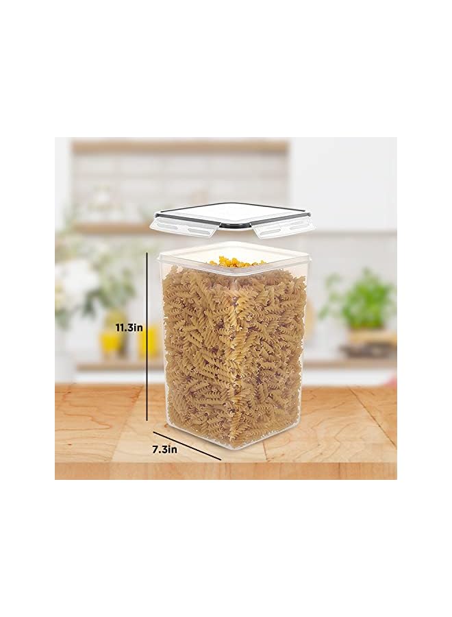 6.5L Kitchen Food Storage Containers with 2 Measuring Scoops, BPA Free Plastic Pantry Canisters, Airtight Silicone Ring & Side Locking Lids, Perfect to Store Cereal, Flour or Sugar, Pack of 2  - Image 3