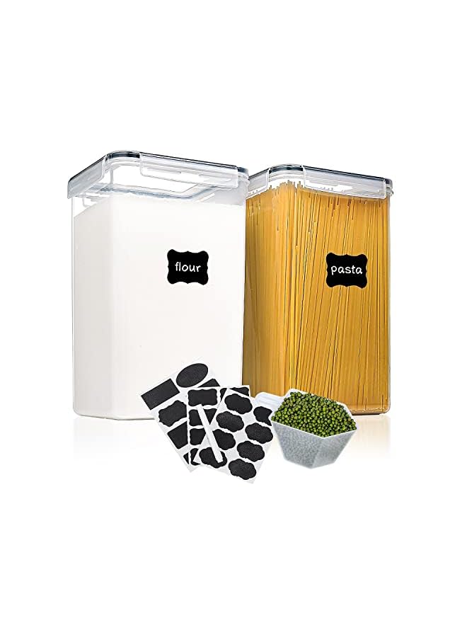 6.5L Kitchen Food Storage Containers with 2 Measuring Scoops, BPA Free Plastic Pantry Canisters, Airtight Silicone Ring & Side Locking Lids, Perfect to Store Cereal, Flour or Sugar, Pack of 2  - Image 2