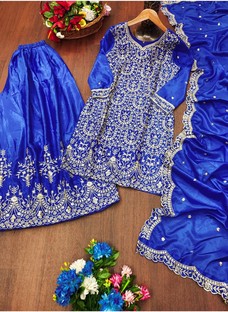 Super Asian - Chiffon Sharara Set with Sequence Embroidery & Heavy Embroidered Dupatta - Image 1