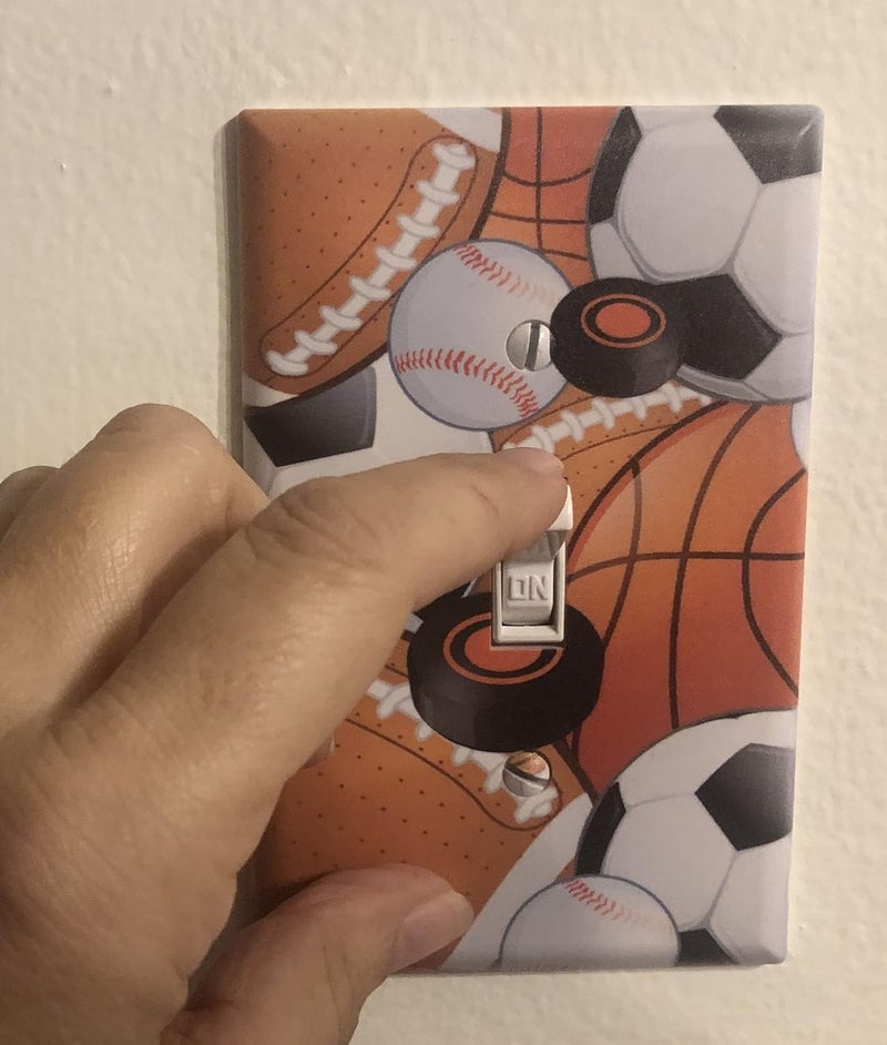 Create-A-Mural Kids Sports Decor Light Switch Cover Plate Soccer, Football, Baseball, Hockey Decorative Nursery Teen Toddler Room Bedroom Bathroom Playroom DIY Wall Decoration (Sports) - Image 3