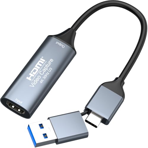AMZHRLY 4K HDMI to USB 3.0 Type C Video Capture Card 1080P 60FPS Cam Link Capture Adapter Screen Record Device for Streaming, Gaming, Video Conference, Teaching, Live Broadcasting - Image 1