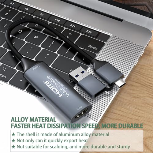 AMZHRLY 4K HDMI to USB 3.0 Type C Video Capture Card 1080P 60FPS Cam Link Capture Adapter Screen Record Device for Streaming, Gaming, Video Conference, Teaching, Live Broadcasting - Image 3