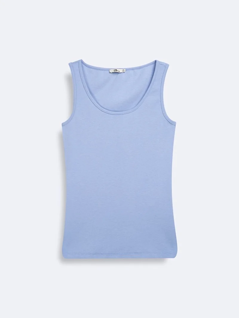Sleeveless U-Neck Basic Lilac Tank Top