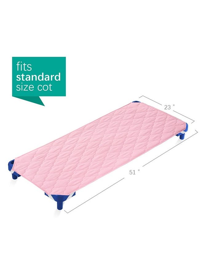 Biloban - Cot Sheet for Standard Size Daycare/Pre-School Cot Kids Nap Mat Sheet 23" x 51", Children’s Naptime Cot Sheet, Breathable Nap Mat for Boys and Girls, Pink - Image 1