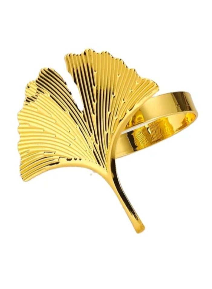 Golden Napkin Holder in the Shape of a Leaf Ring  - Image 1