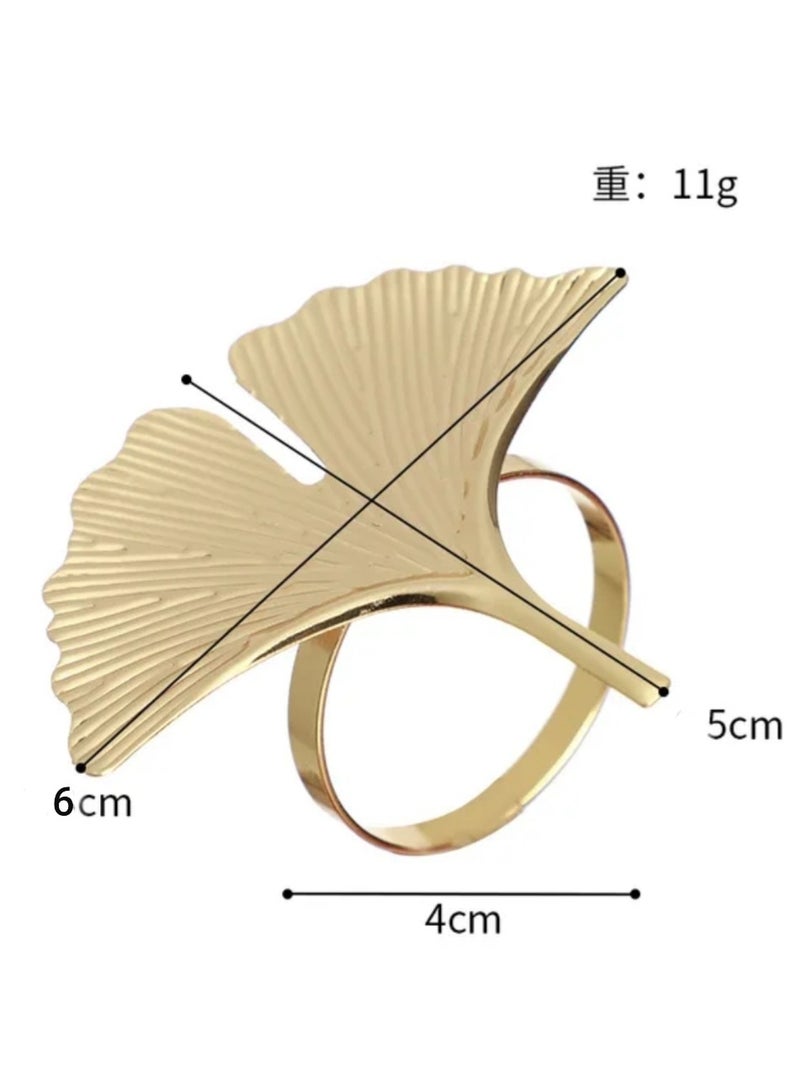 Golden Napkin Holder in the Shape of a Leaf Ring  - Image 3