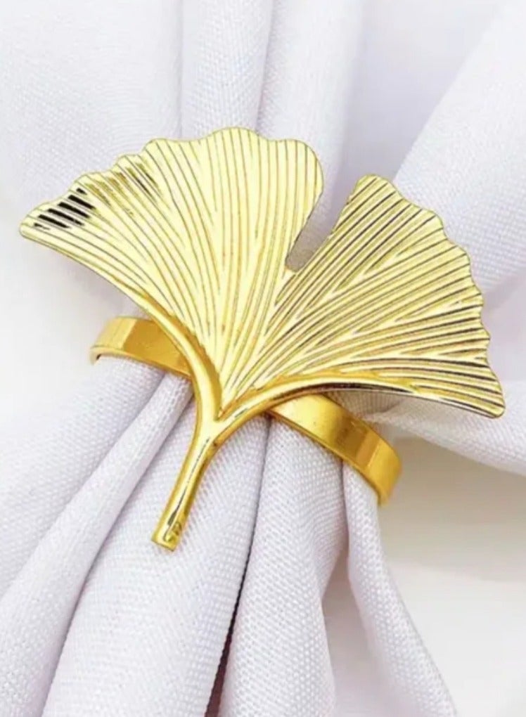 Golden Napkin Holder in the Shape of a Leaf Ring  - Image 5