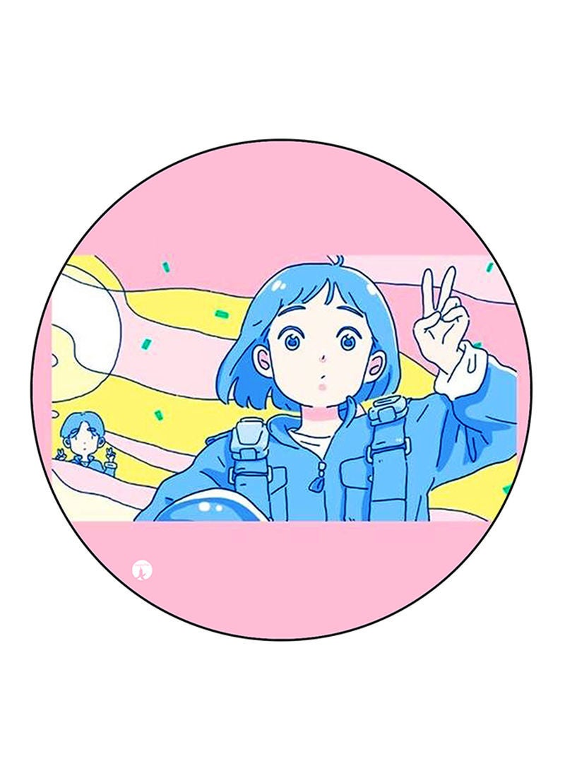 RKN Girl Printed Mouse Pad Round  Multicolour