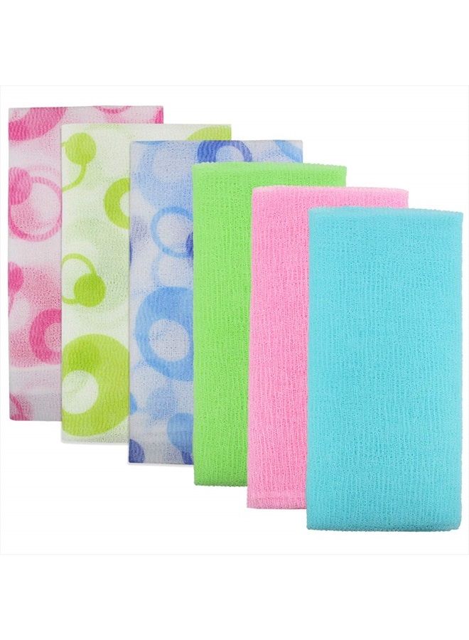 Meetory 6 Pieces Exfoliating Nylon Bath Cloth Towel, 35 inches (90cm) Beauty Skin Bath Wash Cloth Towel Massage Bath Cloth for Women and Men - Image 1