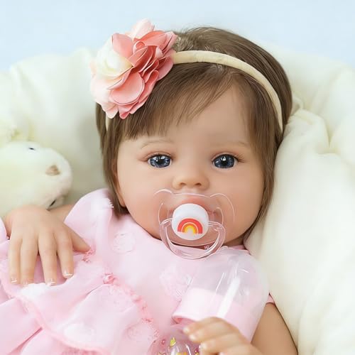 SCOM Lifelike Reborn Baby Dolls  20 Inch RealisticNewborn Baby Doll Girl Real Life Baby Dolls with Soft Weighted Body Poseable Real Baby Reborn Gift Toy for 3 Years Old Kids - Image 5