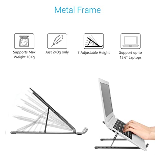Portronics My Buddy K Portable Laptop Stand with Adjustable Height, Foldable, OverHeating Protection for Laptops & MacBooks (Grey) - Image 4