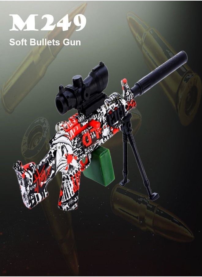 fashionhome - M249 Assault Rifle Shape Electric Automatic Hydrogel Balls Blaster Water Pallet Gun Gel Balls Gun with Scope and Silencer for Outdoor Activity - Image 1