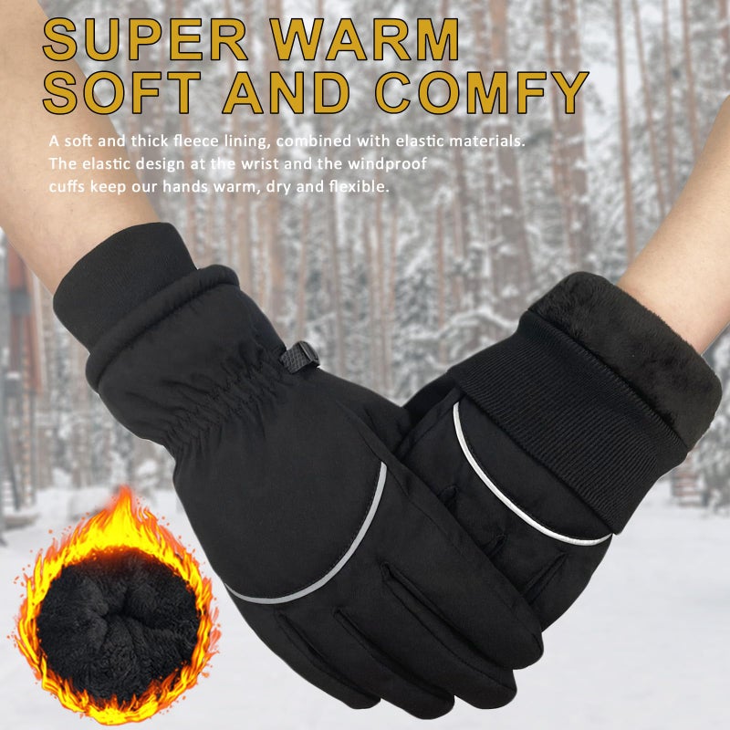Beurlike Winter Gloves for Men Women Warm Touchscreen Windproof Waterproof Thermal Fleece Anti-Slip Ski Gloves for Cold Weather Cycling Motorcycle Snowboarding Running(BlackL) - Image 3