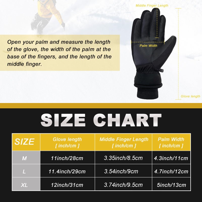 Beurlike Winter Gloves for Men Women Warm Touchscreen Windproof Waterproof Thermal Fleece Anti-Slip Ski Gloves for Cold Weather Cycling Motorcycle Snowboarding Running(BlackL) - Image 2
