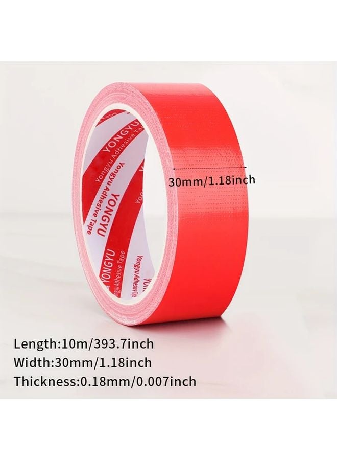 Red Cloth Tape 393.7inch x 30mm Single Sided Easy Tear Floor Carpet Splicing - Image 1