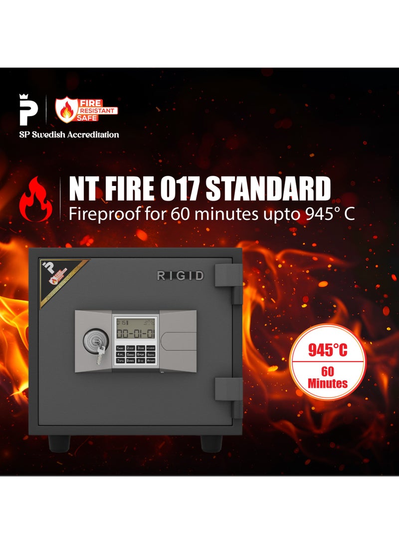RIGID Fire Resistant Steel Safe with Digital & Key Lock, 50Kg  - Image 2
