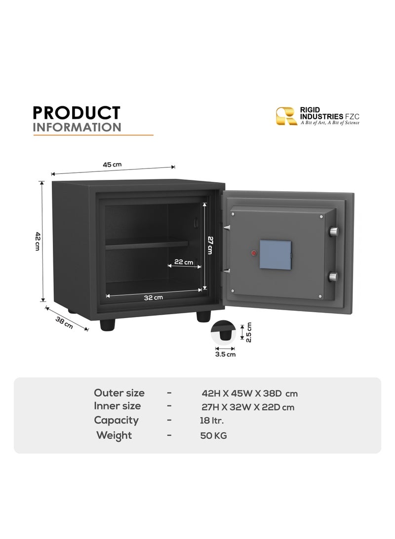 RIGID Fire Resistant Steel Safe with Digital & Key Lock, 50Kg  - Image 3