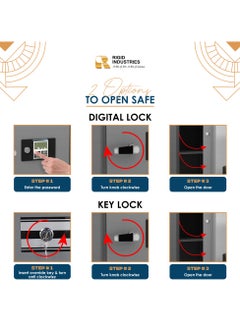 RIGID Fire Resistant Steel Safe with Digital & Key Lock, 50Kg  - Image 2