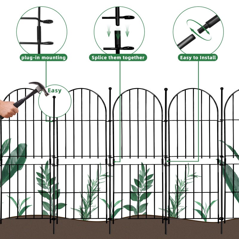 Thrivinest Decorative Garden Fence 31in (H) x10ft (L), 10 Pack No Dig Fence Animal Barrier for Dog, Arched Flower Bed Edging, Wire Border Panel Fencing for Yard Patio Outdoor Decor - Image 4