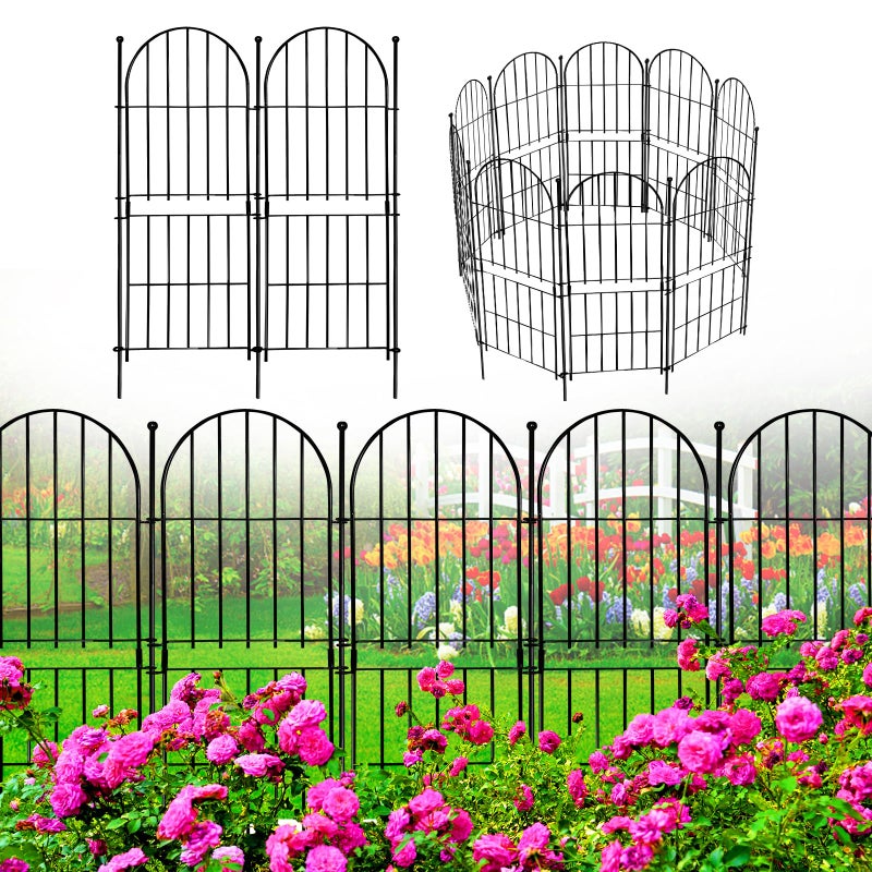 Thrivinest Decorative Garden Fence 31in (H) x10ft (L), 10 Pack No Dig Fence Animal Barrier for Dog, Arched Flower Bed Edging, Wire Border Panel Fencing for Yard Patio Outdoor Decor - Image 1