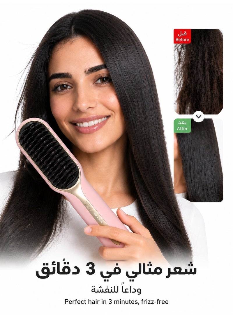Wireless Hair Straightener Brush,  type-c charge,Portable Ceramic Ionic Straightening Comb and curler 2 in 1, 3-Min Frizz Control for Travel & Car,Thermal Brush 20s Fast Heating & 3 Temp Settings & Anti-Scald - Image 2
