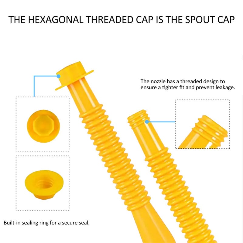 Gas Can Spout Replacement Kit, No-Spill Gas Can Nozzle Replacement Set with Drill Bit for Most 1/2/5/10 Gallon Gas Cans (4 Kit Yellow) - Image 5