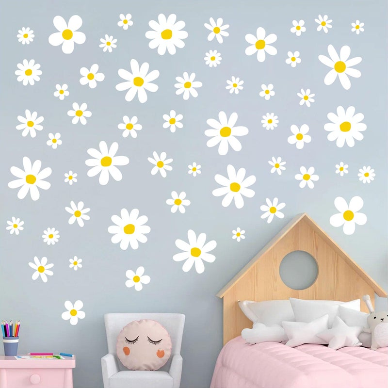 Sondeng 12 Sheets Daisy Wall Decals Boho Flower Wall Stickers Cute Kids Girls Room Decor Peel and Stick Floral Decals Toddler Playroom Living Room Bedroom Classroom Retro Hippie Decor Classic Style - Image 5