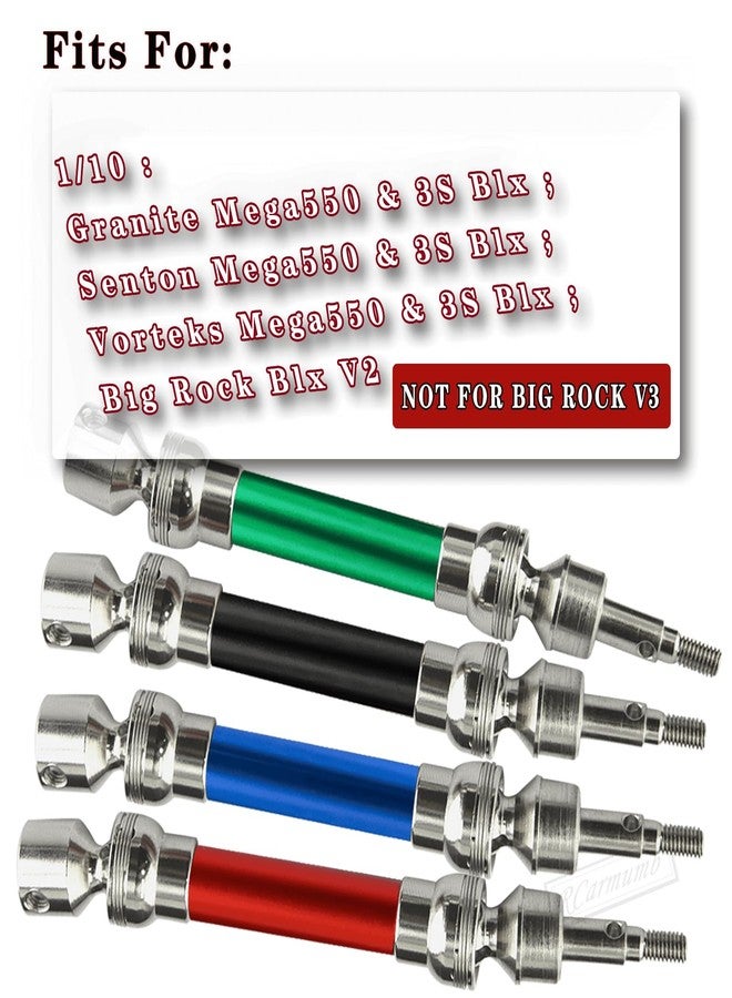 Rcarmumb CVD Drive Shaft Axles Upgrades for 1/10 Granite Senton 3s Blx&Mega550,Vortek 3s Blx,Big Rock v2,4Pcs Front Rear Harden Steel #45 Driveshaft Parts Hop Up, #ARAC4041, (More Powerful),Red - Image 2