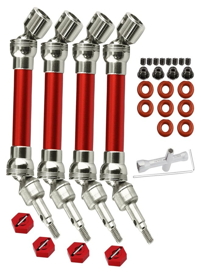 Rcarmumb CVD Drive Shaft Axles Upgrades for 1/10 Granite Senton 3s Blx&Mega550,Vortek 3s Blx,Big Rock v2,4Pcs Front Rear Harden Steel #45 Driveshaft Parts Hop Up, #ARAC4041, (More Powerful),Red - Image 1