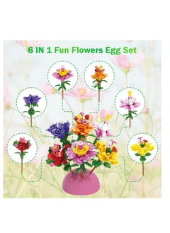 Excefore Flowers Basket Stuffers Building Blocks Create a Stunning Bouquet with 314 Building Blocks Gifts for Girls Women 12 Packs Beautiful Bouquet Model Set with Toys Inside  - Image 2